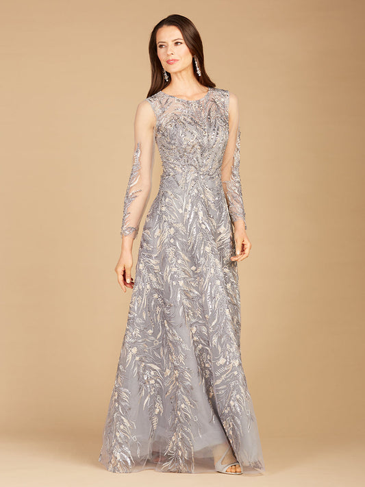 High Neck, Long Sleeve Ball Gown