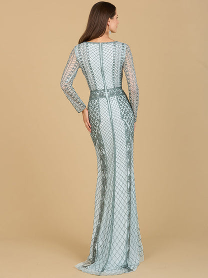 Long Sleeve Beaded Dress