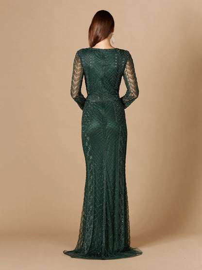 Long Sleeve Beaded Dress