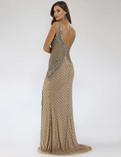 Show-stopping Embellished Long Dress with Thigh High Slit