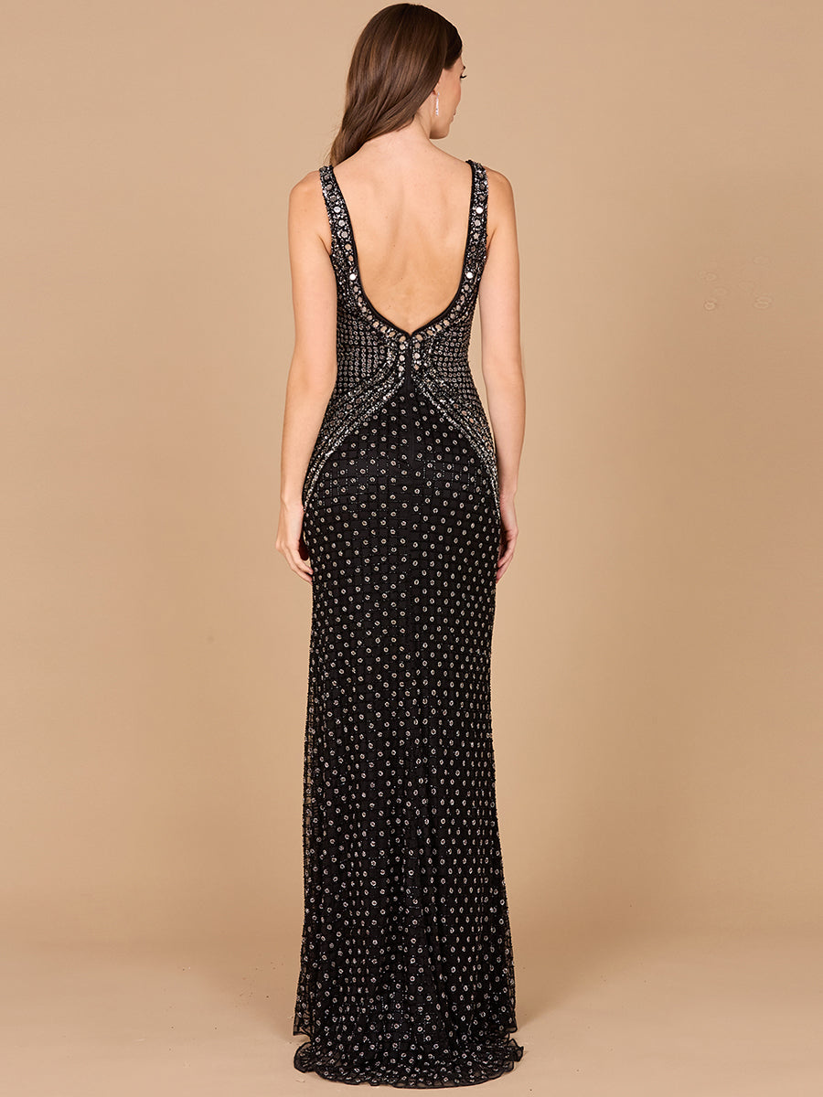 Show-stopping Embellished Long Dress with Thigh High Slit