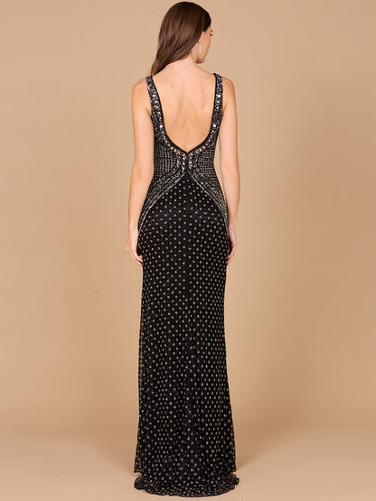 Show-stopping Embellished Long Dress with Thigh High Slit