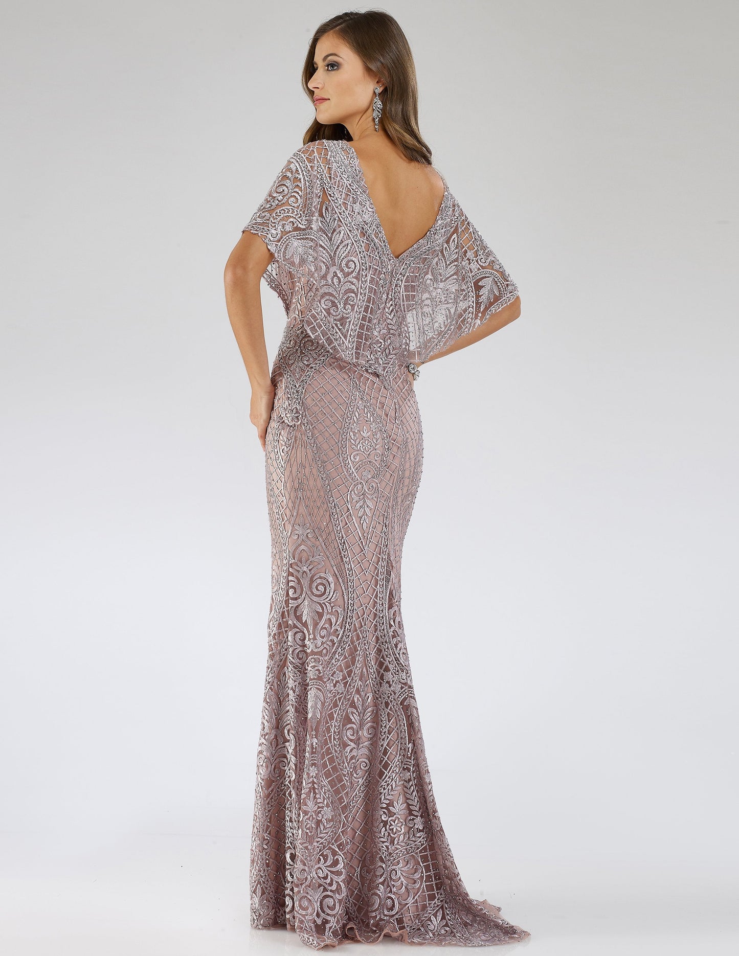 Cape Sleeve Mermaid Gown