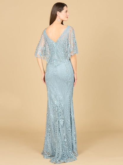 Cape Sleeve Mermaid Gown