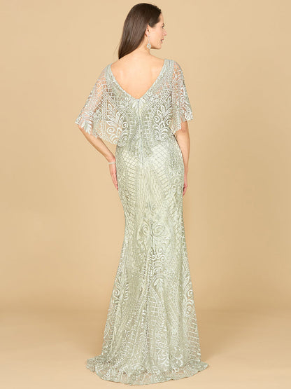 Cape Sleeve Mermaid Gown