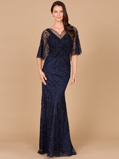 Cape Sleeve Mermaid Gown