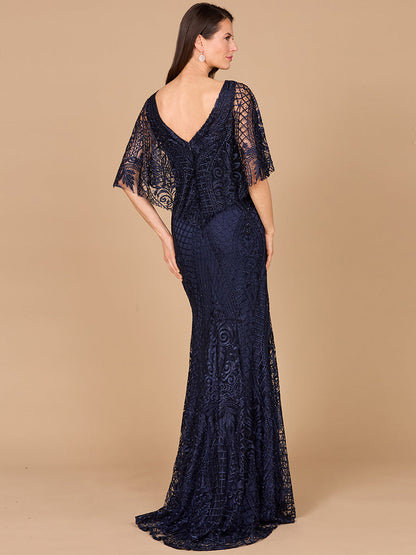 Cape Sleeve Mermaid Gown