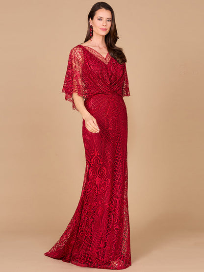Cape Sleeve Mermaid Gown