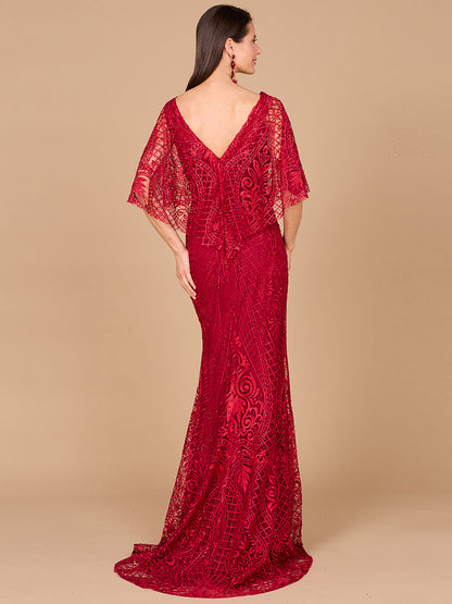 Cape Sleeve Mermaid Gown
