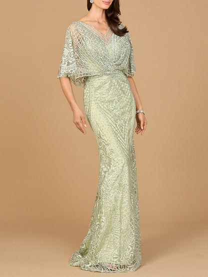 Cape Sleeve Mermaid Gown