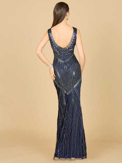 Lara 33552 - Fitted Dress With Tonal Beading