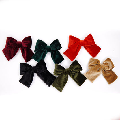 Wine Velvet Petite Hair Bow