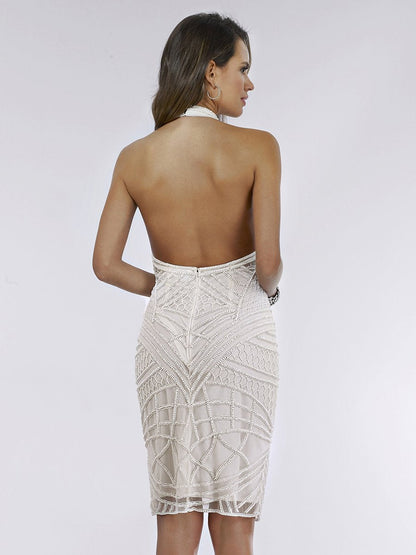 Lara Erin Geometric Beaded Mini Dress