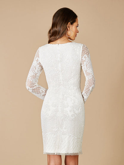 Lara Carla Long Sleeve Beaded Lace Mini Dress
