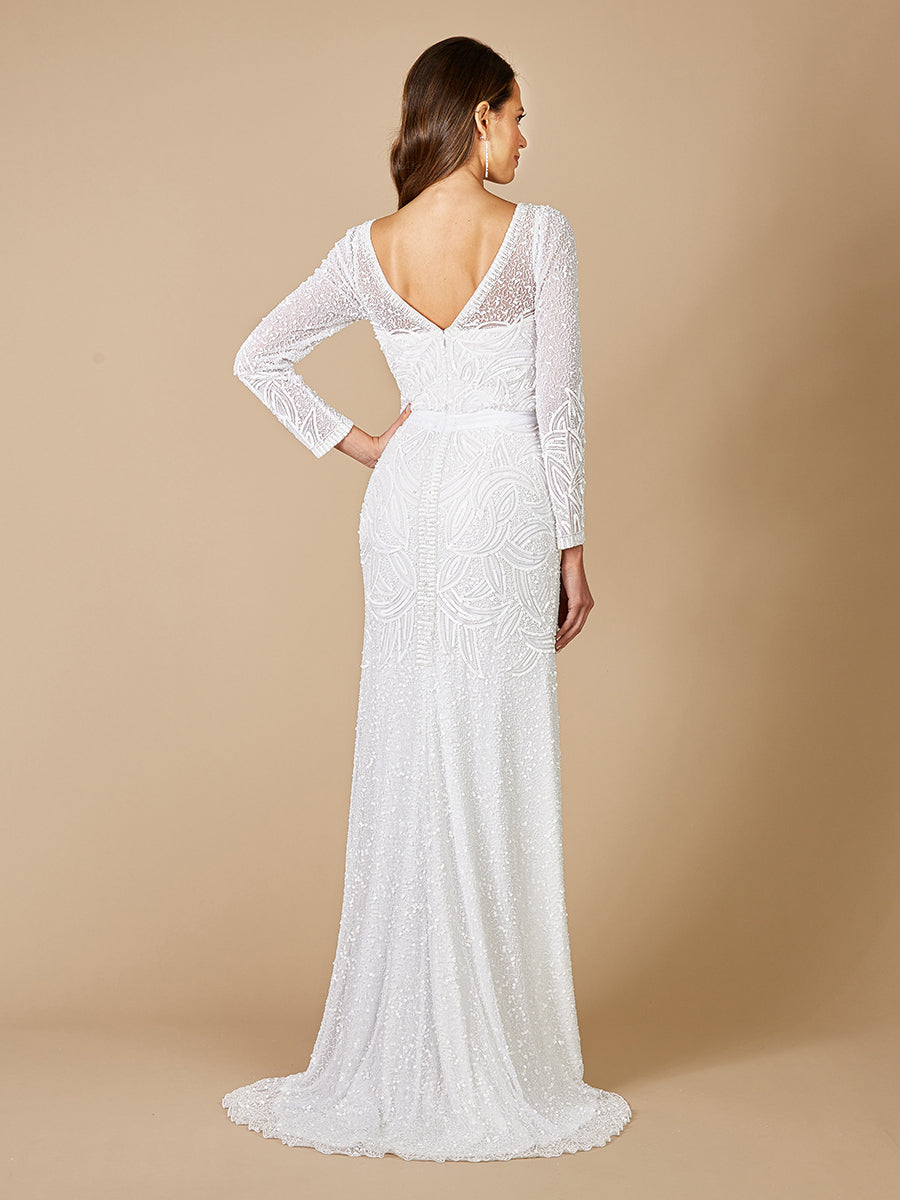 Lara Grant Long Sleeve Beaded Wedding Dress