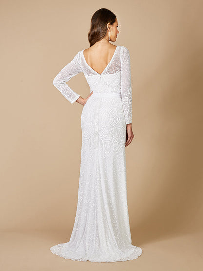 Lara Grant Long Sleeve Beaded Wedding Dress