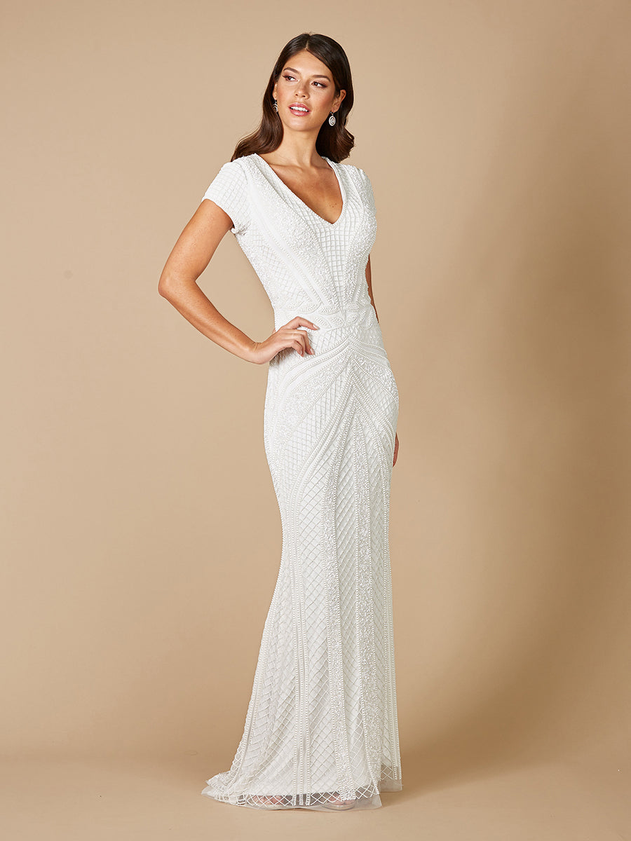 Flavia Fitted Beaded Gown
