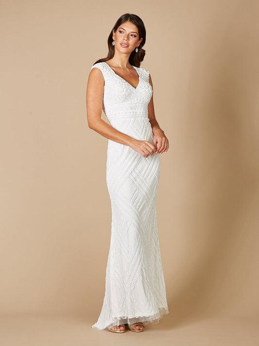 Fabiana Cap Sleeve Beaded Gown