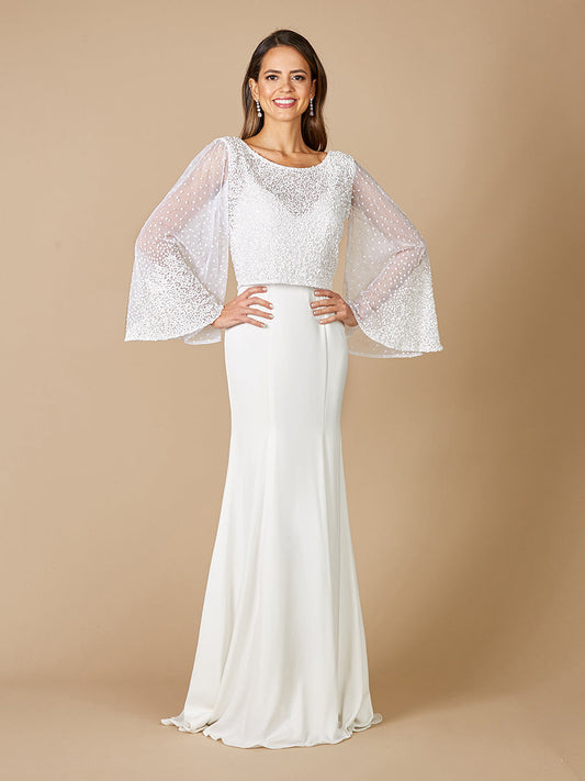 Lara Grace Beaded Long Sleeve Bridal Capelet Top