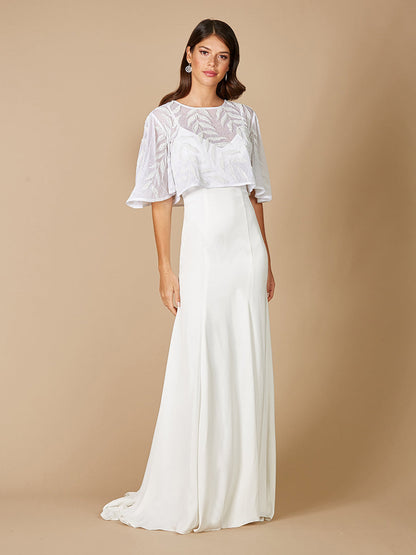 Gilly Boho Beaded Pull-On Bridal Capelet