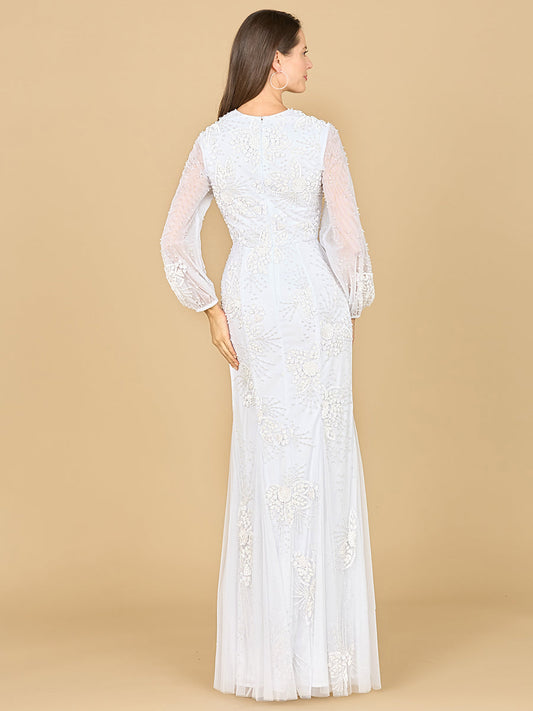 Long Sleeve Beaded Gown