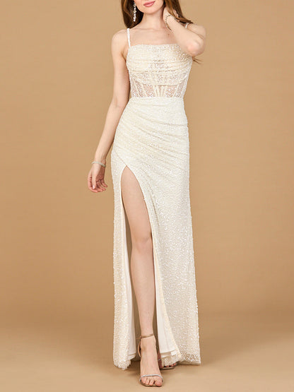 Elegant Corset Gown with Slit