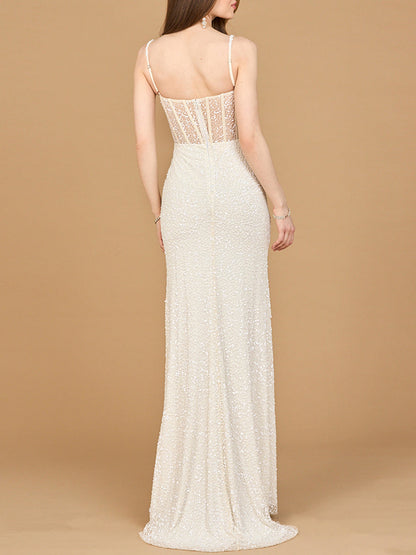 Elegant Corset Gown with Slit