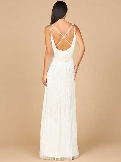 Beaded Gown with Cowl Back