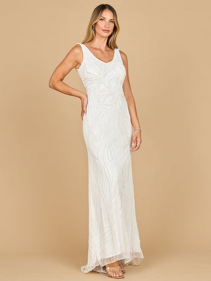 Beaded Draped Cowl Back Gown