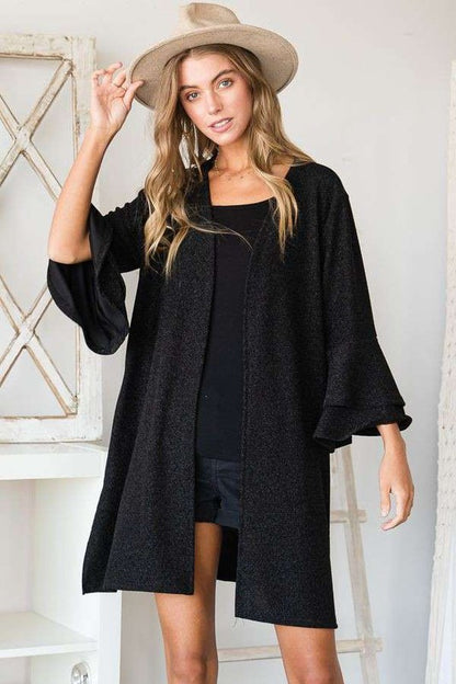 Glitter bell sleeve kimono cardigan KRT1664