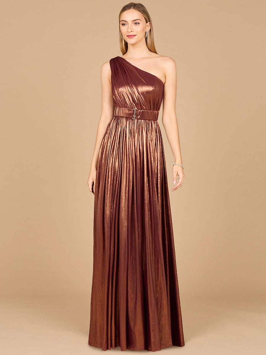 one sleeve metallic dress One Shoulder Metallic Dress