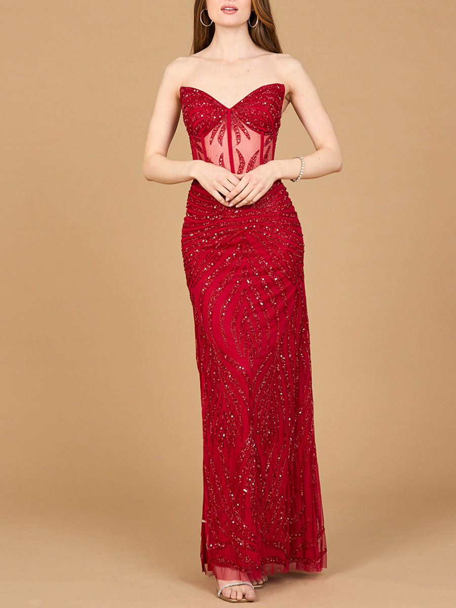 Beaded Corset Prom Dress with Slit Petals And Promises Prom Beaded Corset Prom Dress with Slit Petals And Promises Prom