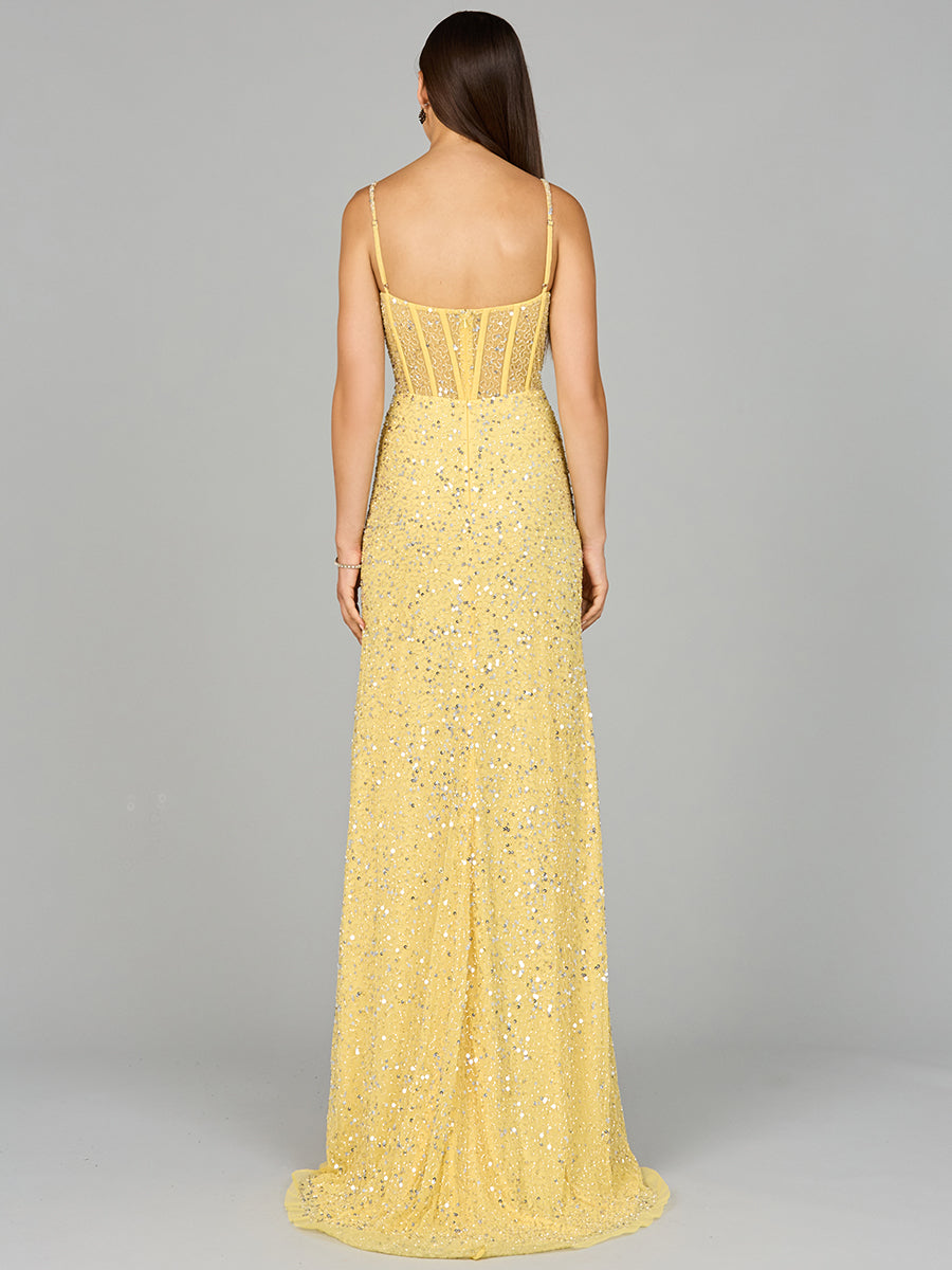 Elegant Corset Gown with Slit
