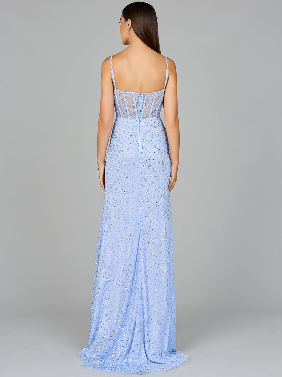 Elegant Corset Gown with Slit