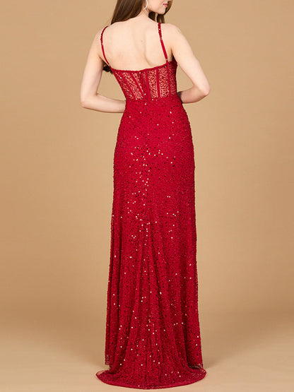 Elegant Corset Gown with Slit