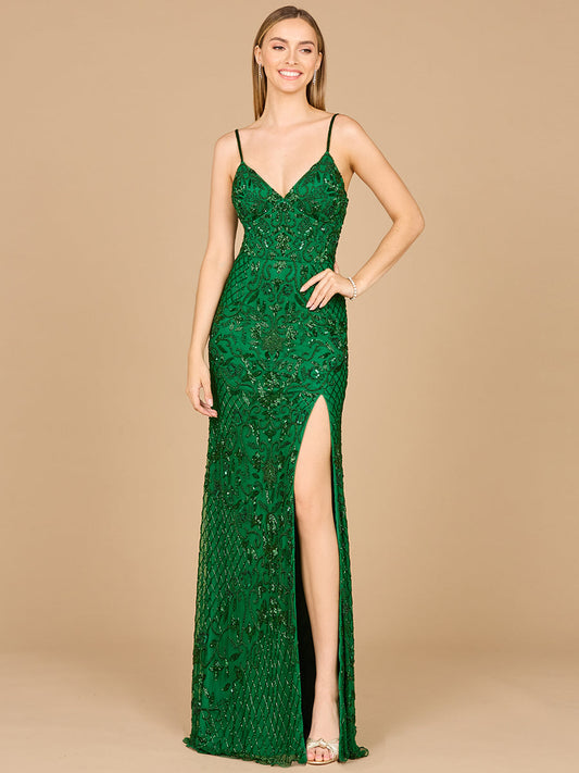 Body Con V-Neck Beaded Gown