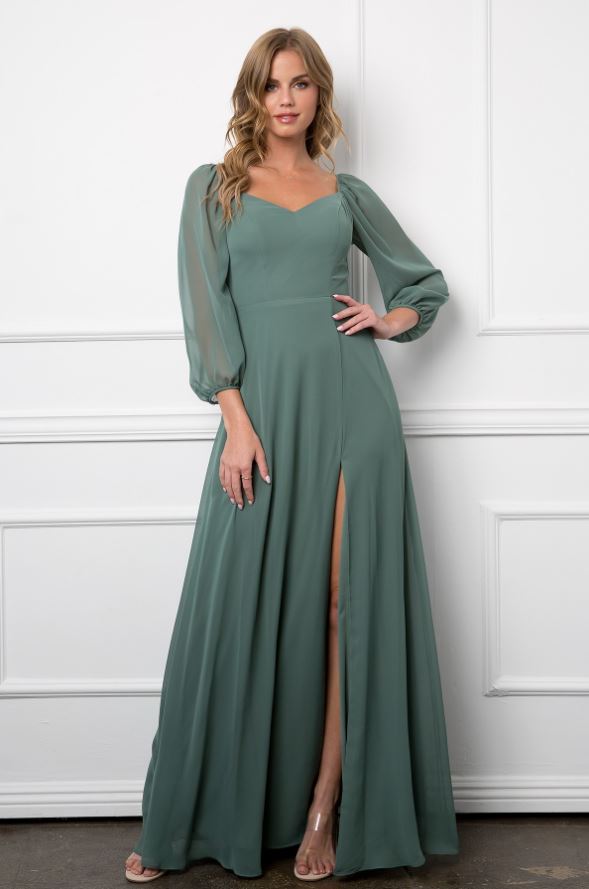 open lace back dress Berylove Women Dusty Sage Prom Dress with Slit A Line Satin Strapless Formal Dress, Eucalyptus / US10