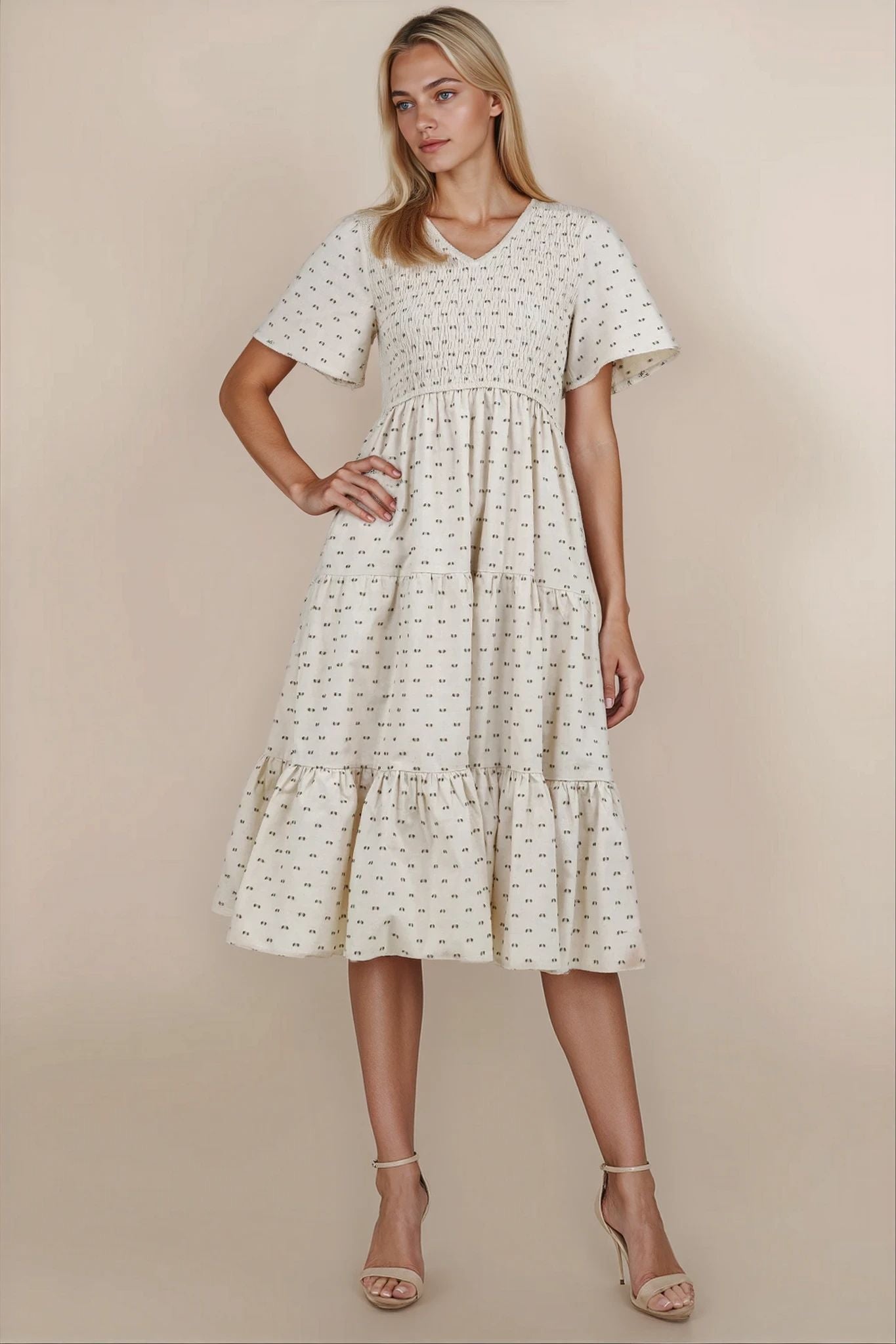 Tayla Linen Dress in Cream