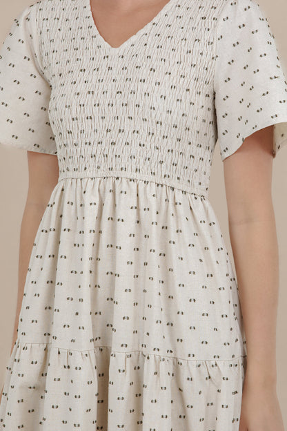 Tayla Linen Dress in Cream