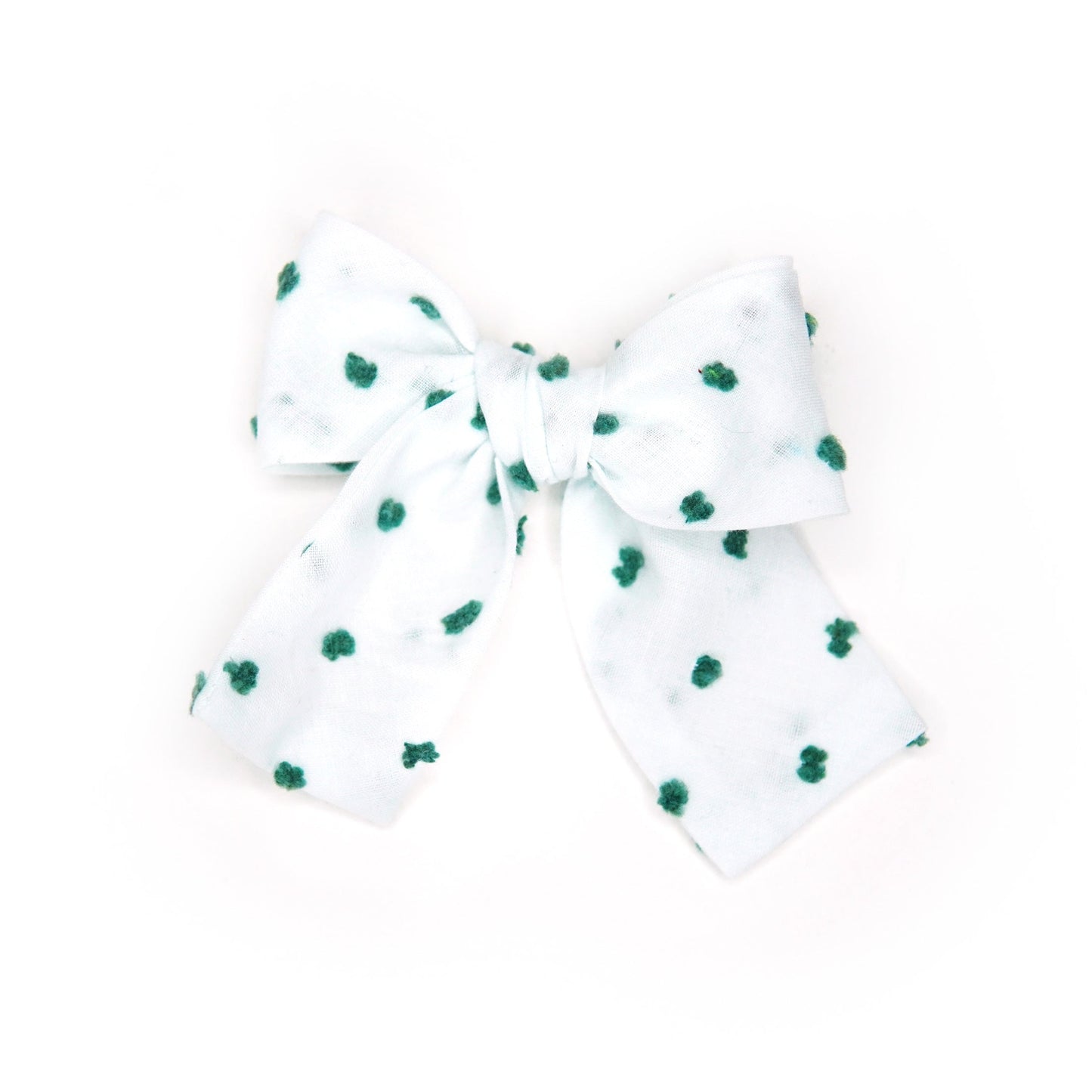 Green Swiss Dot Petite Hair Bow