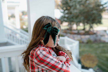 Green Velvet Darling Hair Bow