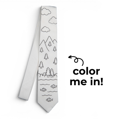 Mountain Scene Men's Coloring Tie
