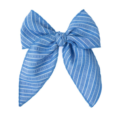 Azure Stripe Darling Hair Bow