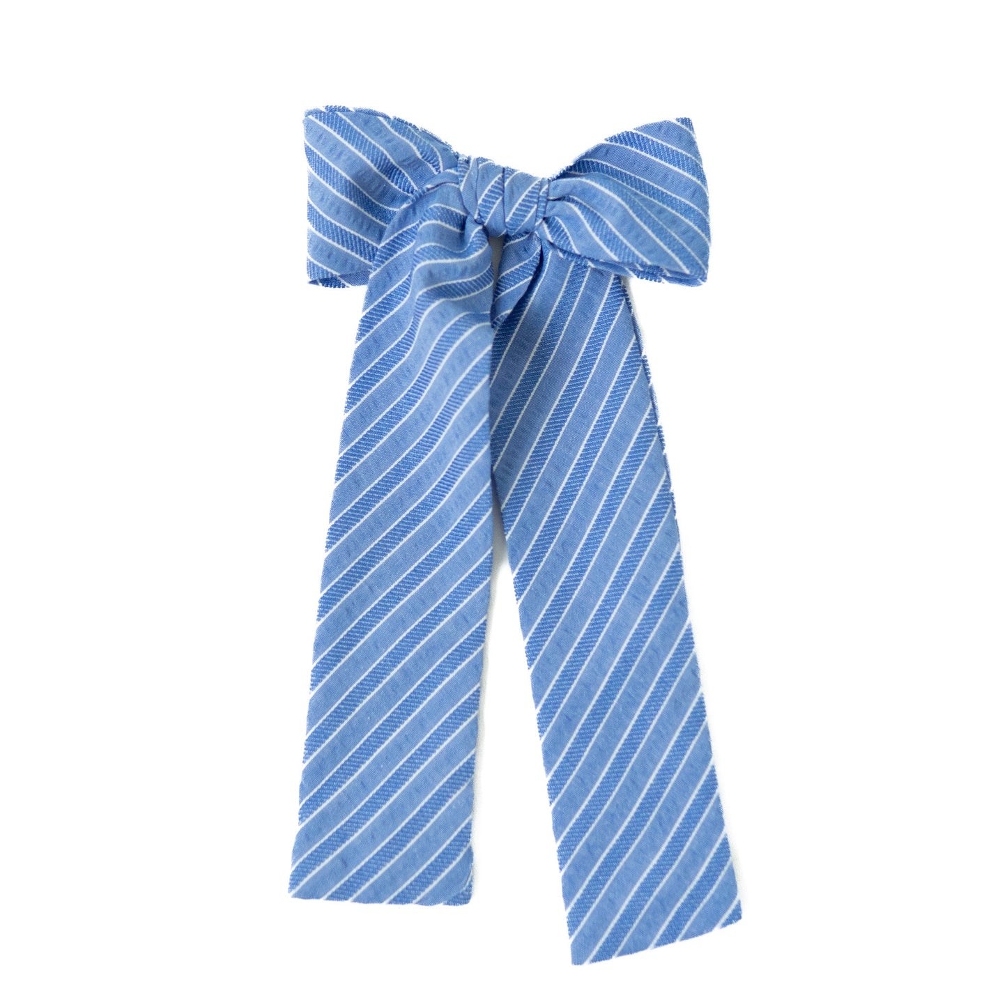 Azure Stripe Lady Hair Bow