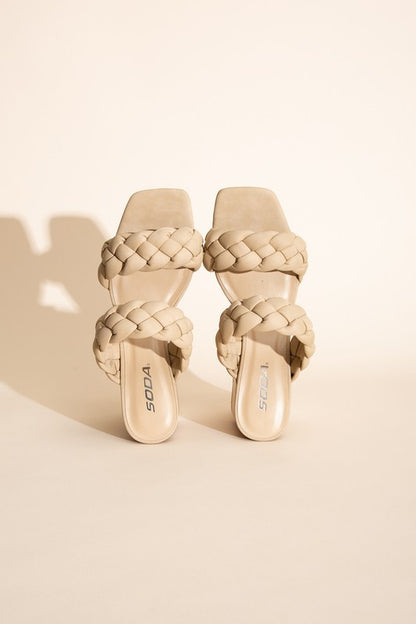 BUGGY-S Braided Stras Mule Heels