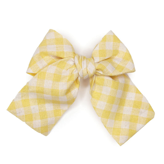 Canary Plaid Petite Hair Bow