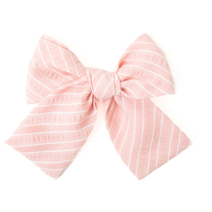 Coral Stripe - Petite Hair Bow