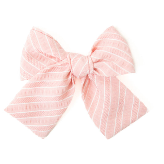 Coral Stripe - Petite Hair Bow