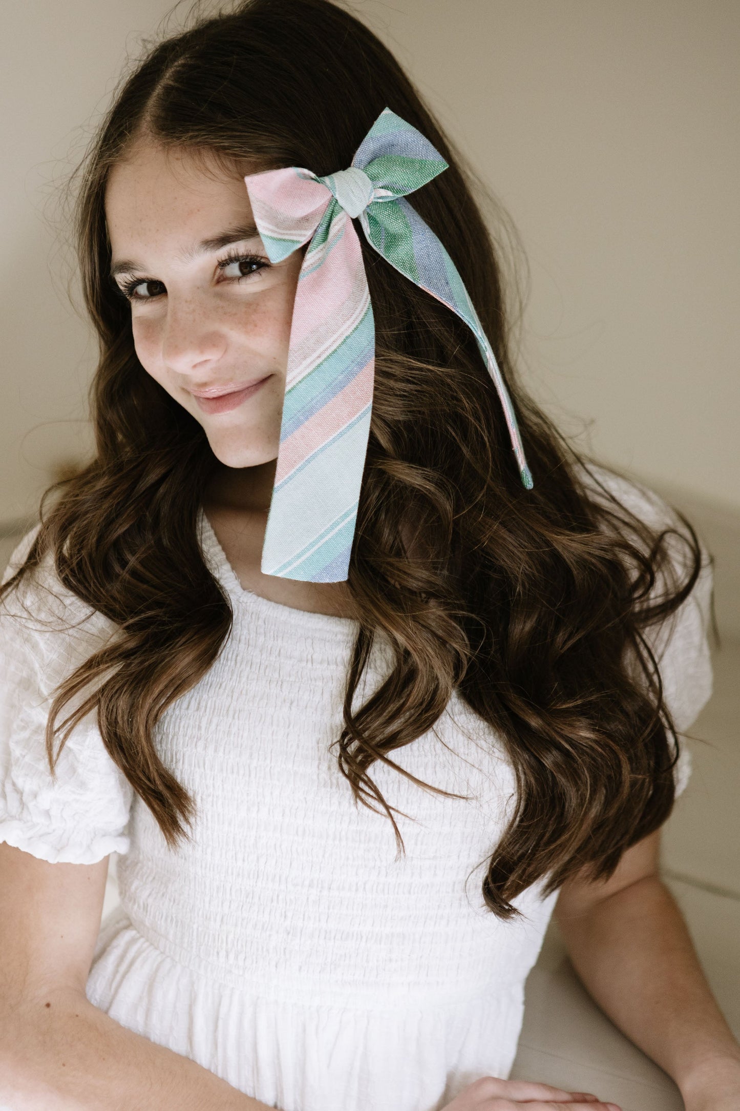 Easter Basket Stripe Lady Hair Bow