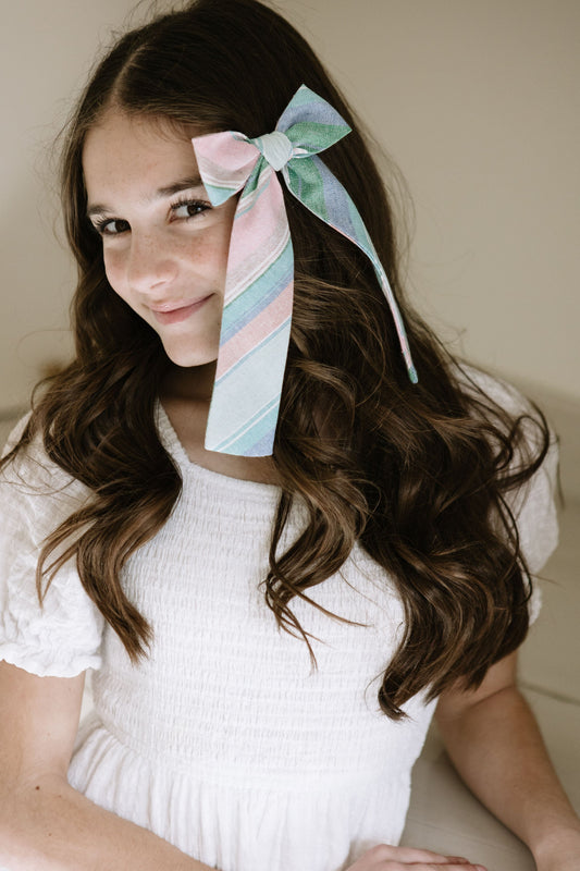 Easter Basket Stripe Lady Hair Bow